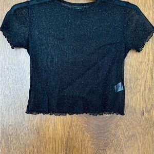 Black Shimmer Short Sleeve Top